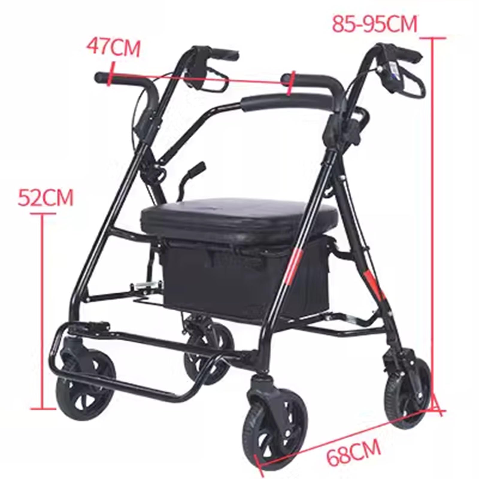 Andador con Andador y Silla de Transporte 2 en 1, Andador con Andador con Asiento Acolchado Extra Ancho, con reposapiés y apoyabrazos, Carga de 120 kg