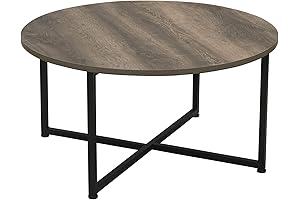 Household Essentials Jamestown Round Coffee Table in Taupe