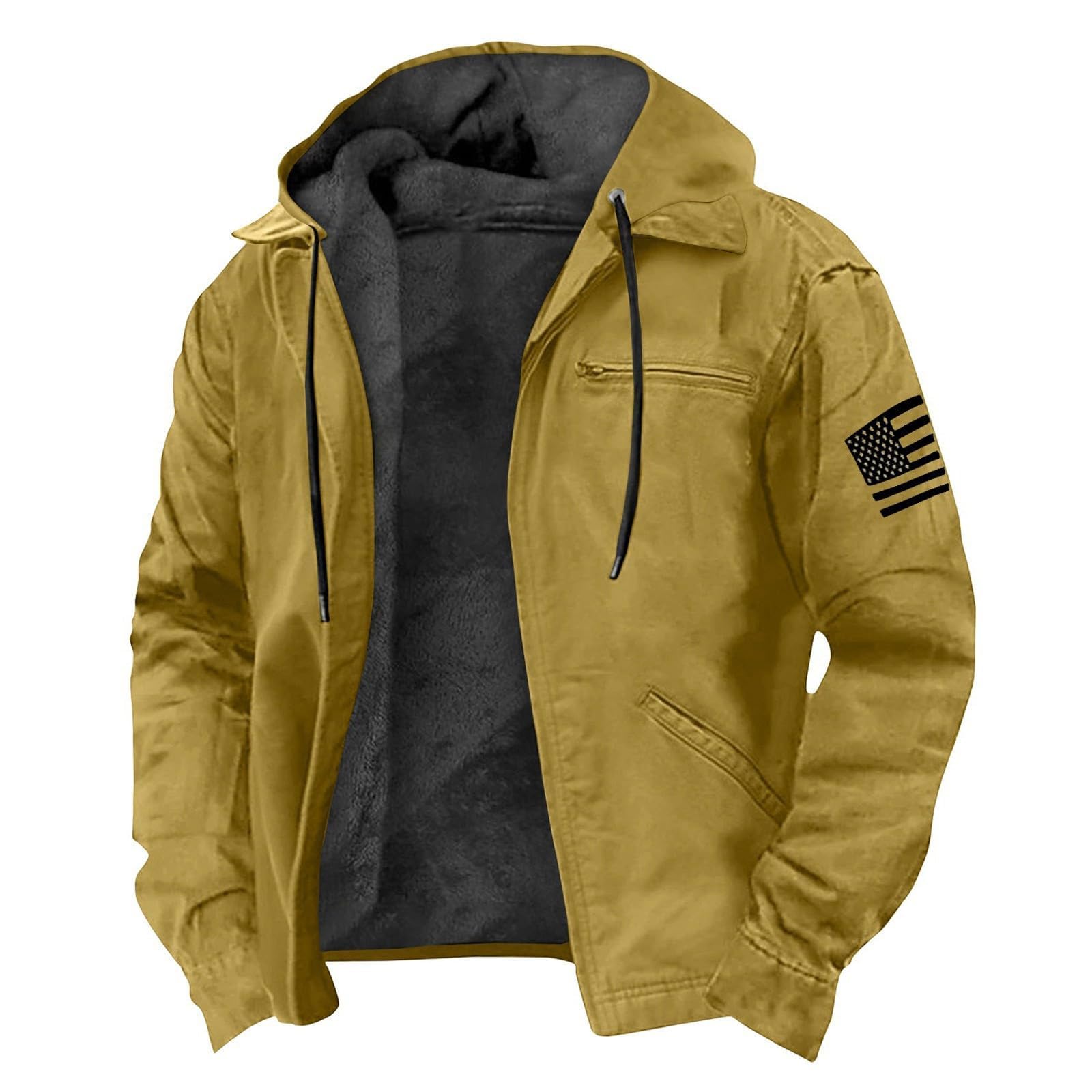 Chaqueta de invierno para hombre, cálida, de entretiempo con cremallera, forro polar, térmica, cortavientos, tallas grandes