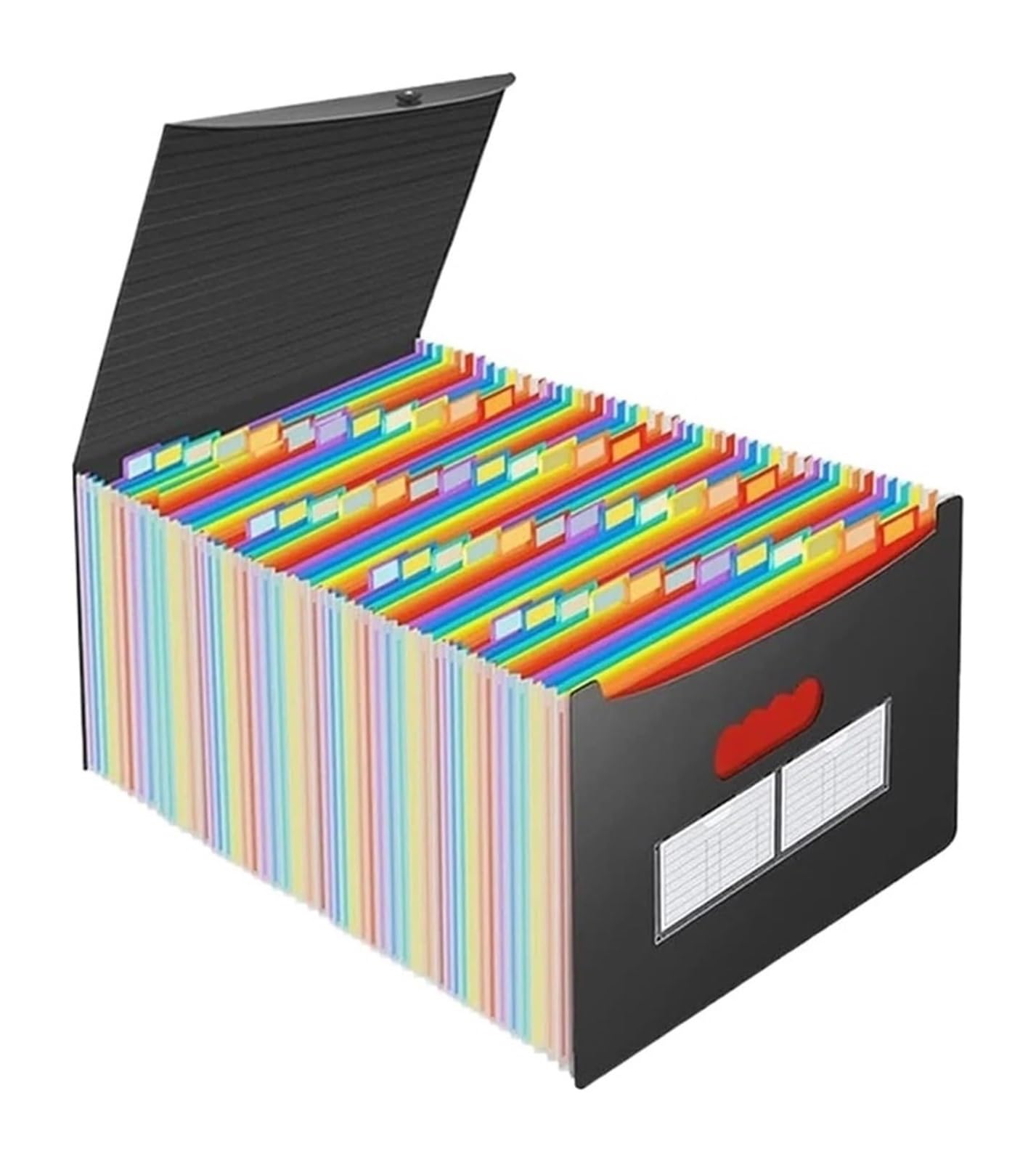Cartelle ad alette, Cartella di file espandibile Formato A4 Porta fisarmonica Archiviazione da scrivania for ufficio Nero(Black A-48 Grids)