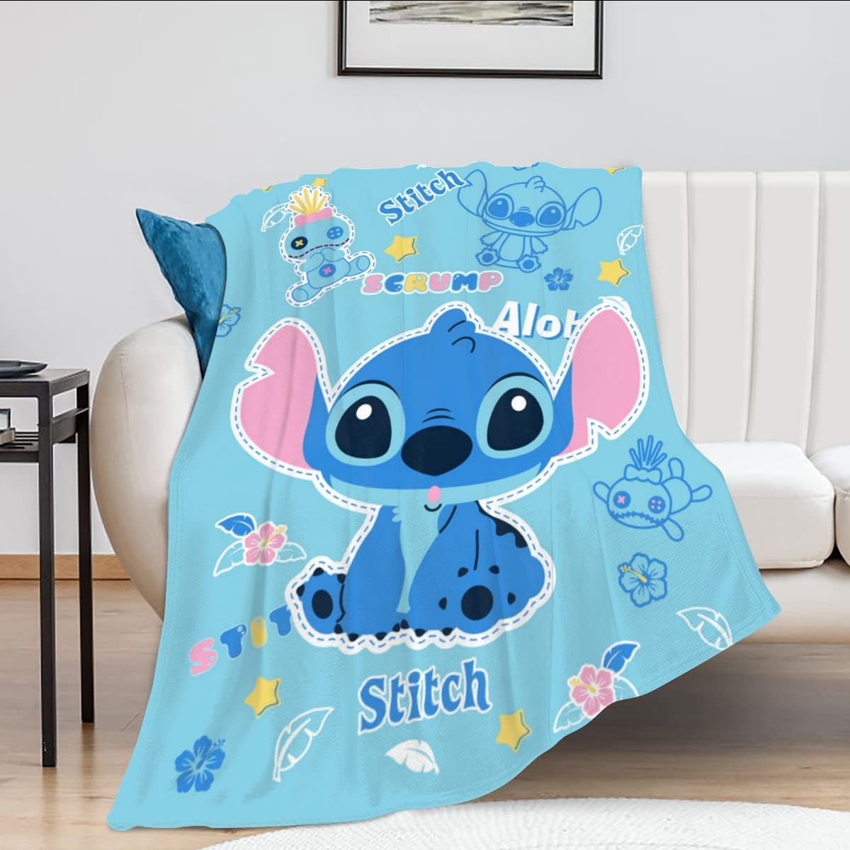Stitch Blanket for Kids Cute Cartoon Stitch Decor Throw Blanket Gifts for Girls Boys Super Warm Soft Plush Lightweight Fleece Flannel Blanket Winter Sofa Bedding Blanket for Women 40"x50"