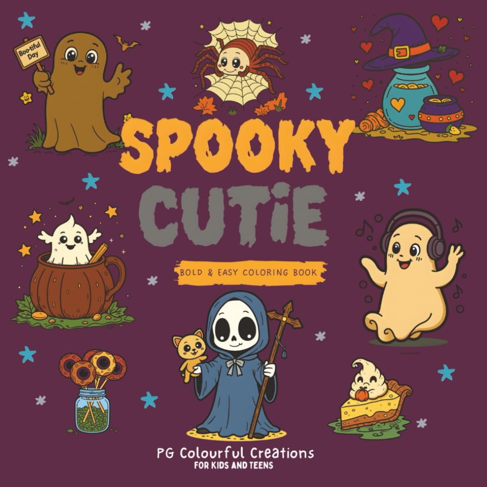 Spooky Cutie - Bold & Easy Halloween Coloring Book: Cozy Creepy Creatures for Kids & Teens – Bold & Easy Coloring Fun Series - 40 Fun and Relaxing Pages to color