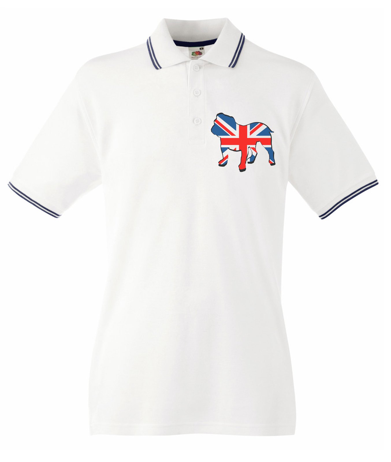 Tribal T-Shirts British Bulldog Union Jack Tipped Polo T-Shirt (Large, White)