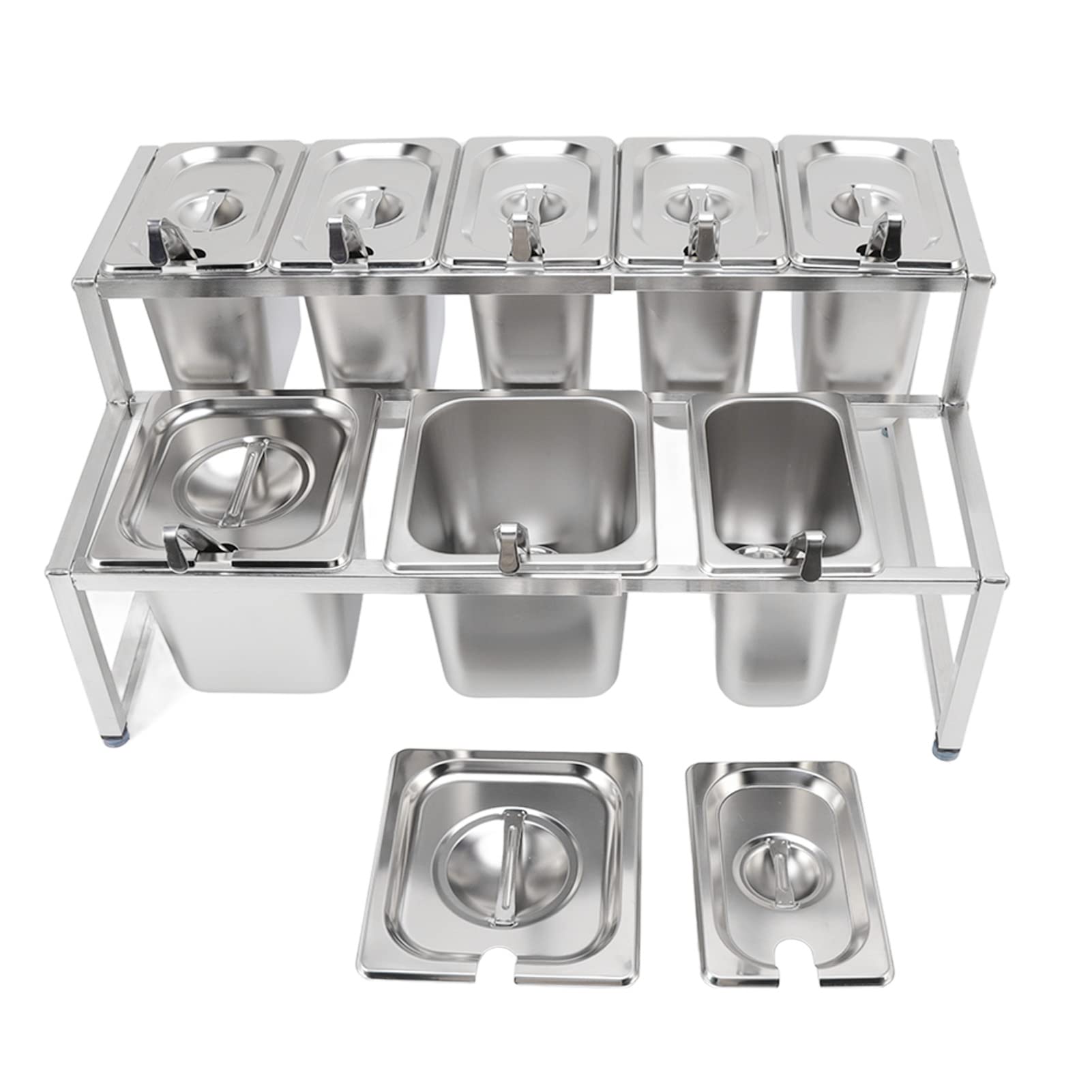 Cocoarm Soporte Organizador de Mermelada, Estación de Condimentos de Acero Inoxidable Pulido, Soporte Inclinado de Encimera Integrado de 0,7 Mm con Esquinas Redondeadas para Mostrador de Buffet de
