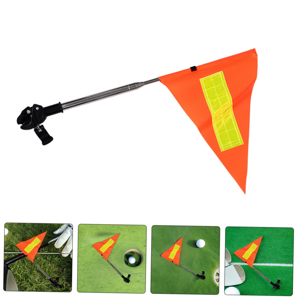 Bandera de Seguridad Telescópica Naranja Reflectante para Carrito de Golf | 2 Piezas, Asta de Acero Inoxidable y Pvc, para Movilidad y Campos de Golf