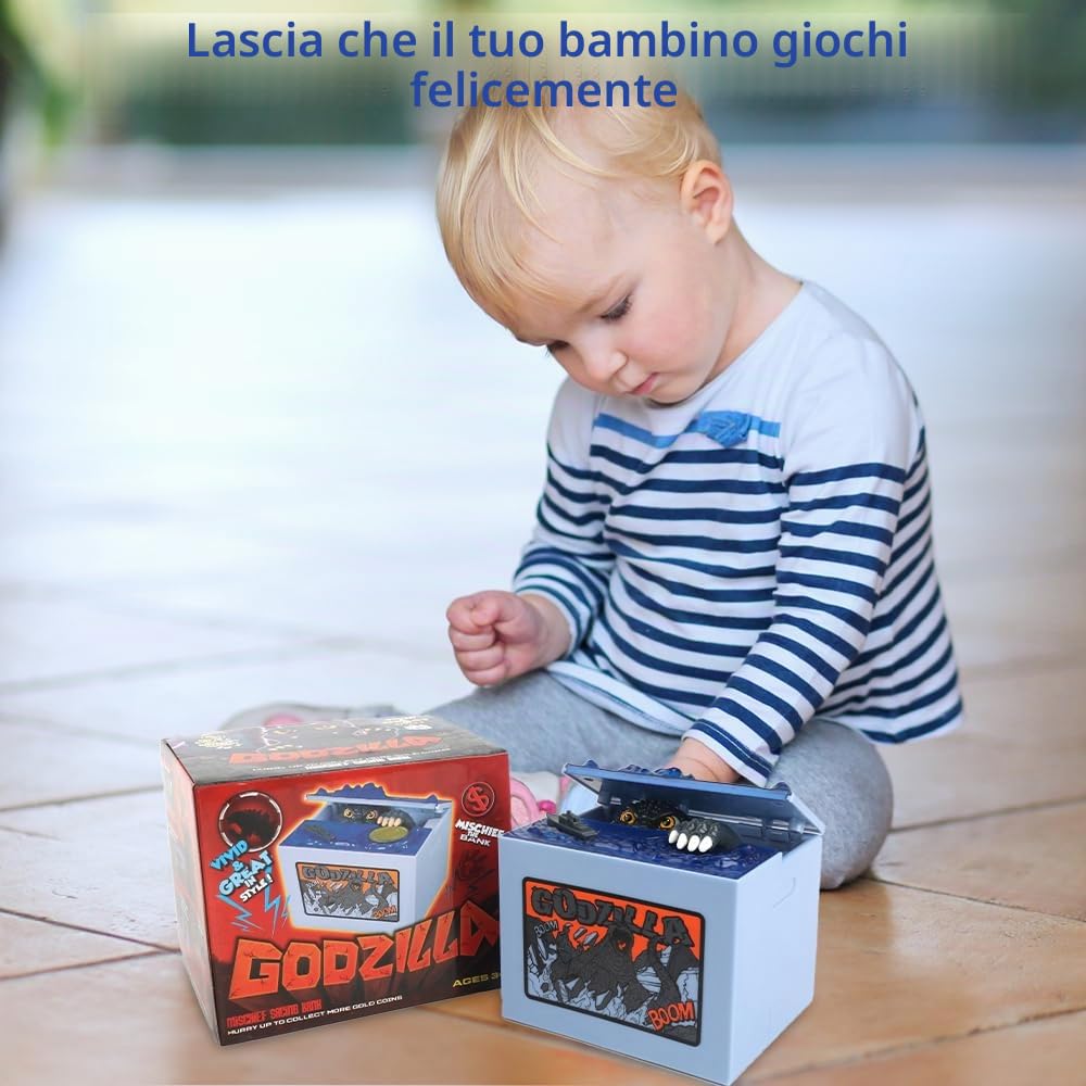 Salvadanaio Dinosauro per Bambini, Godzilla-Salvadanaio Automatico, Compleanno per Ragazzo e Ragazza di Buono per Decorazione, Regalo per Bambino Adulto
