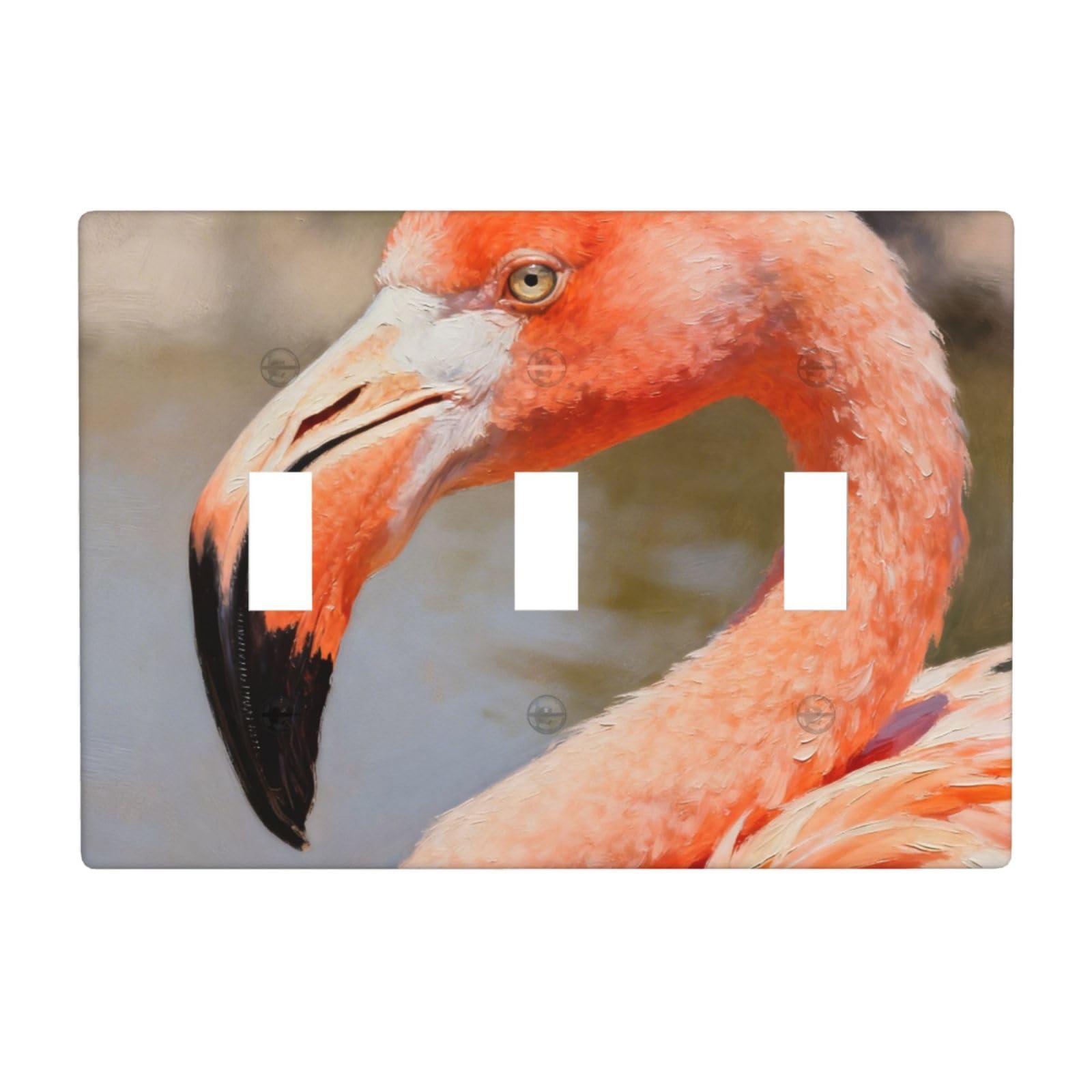 Flamingo Close-up 3 Gang Switch Plate Cover-Unbreakable Polycarbonate Wall Plate, Heat Resistant Toggle Switch Decor for Home