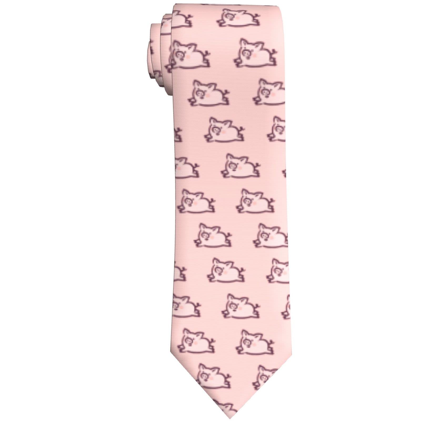 zerosevenee Pink Pig Necktie For Men Women,Casual Novelty Crazy Suiting Tie For Party Gift