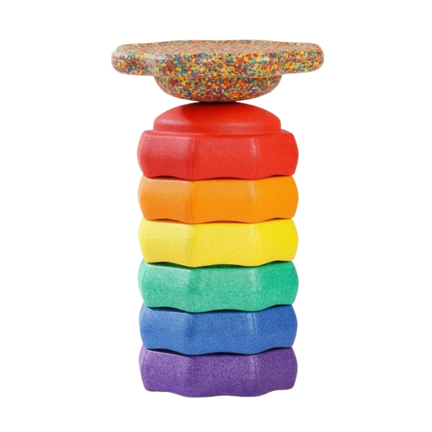 7 Pieces Balance Stepping Stones Stackable Sensory Stepping Stones Odorless Toy Textured for Children, Toddlers, Children, Playroom, Classroom, Rainbow 6+1 Set 3-image-12