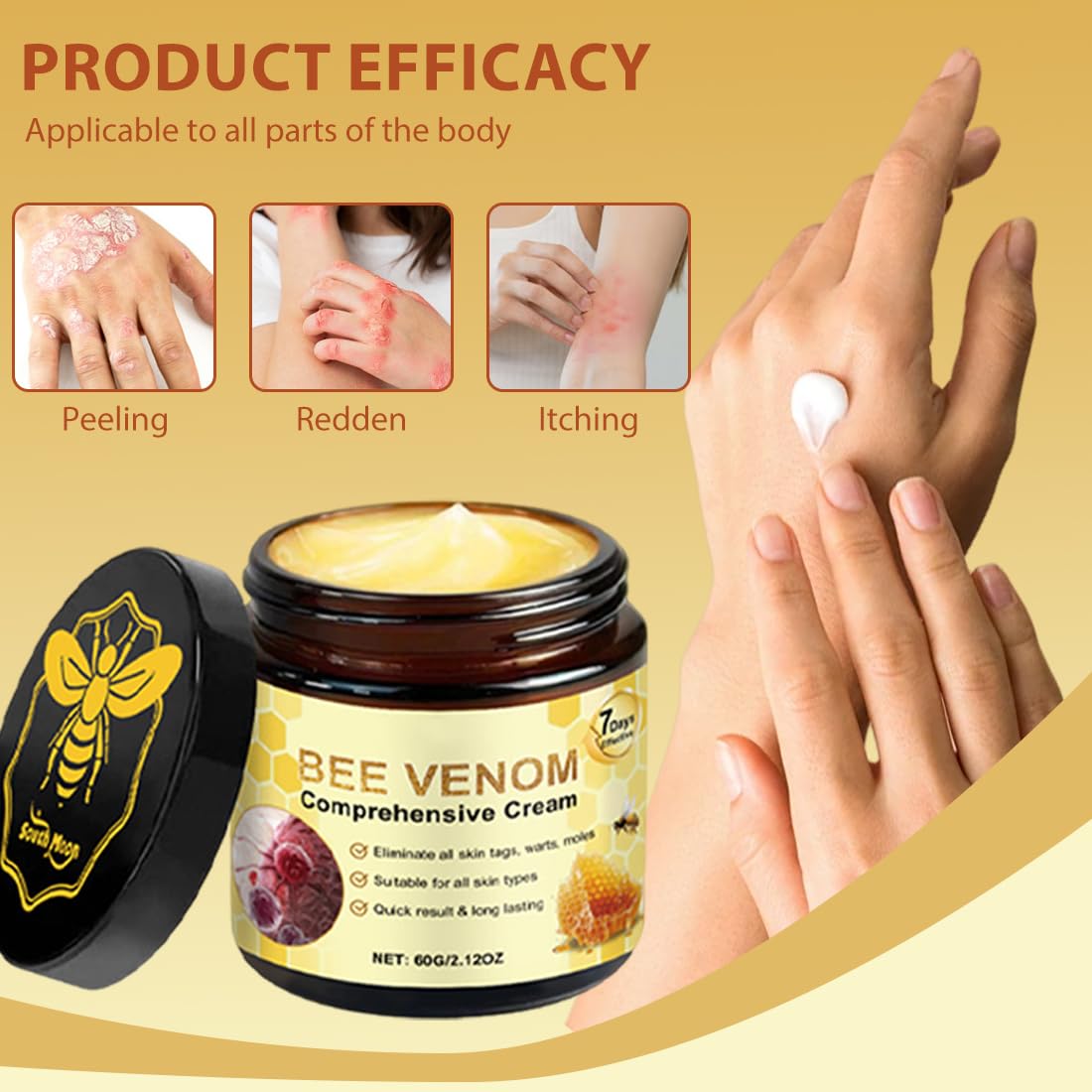 GXGM 2 tubetti di pomata al veleno d'api (Regala un guanto da usare per spalmare il corpo), crema riparatrice al veleno d'api, gel per la cura della pelle, per idratare e nutrire delicatamente, A