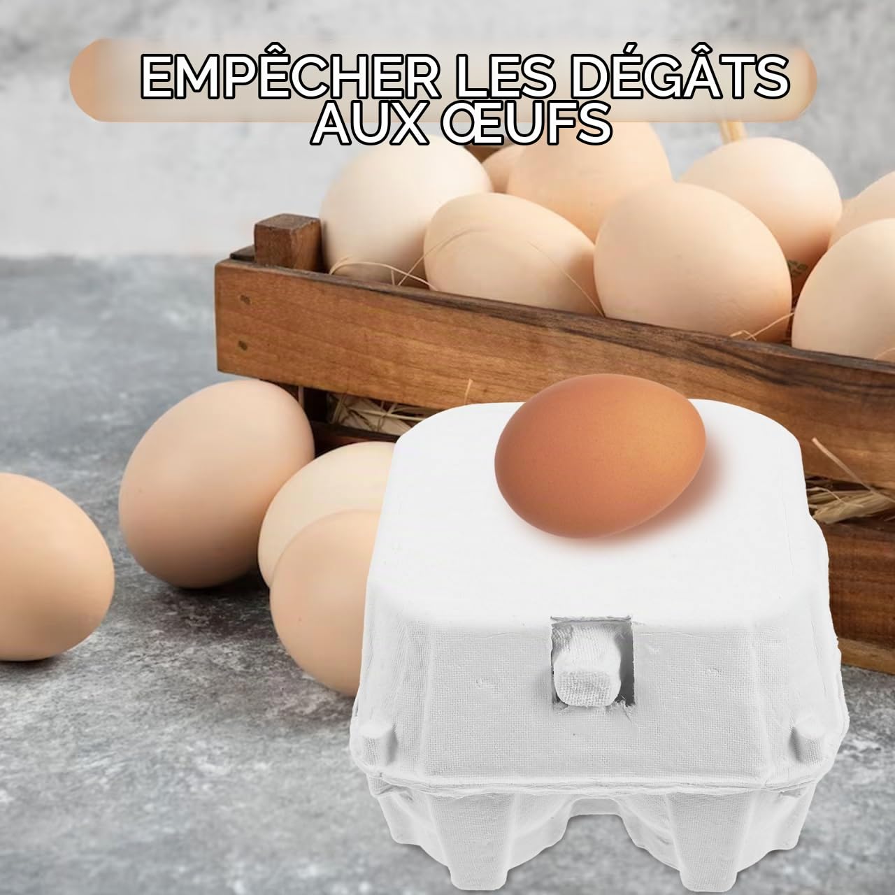 Zerodeko 50 Boîtes à Œufs en Carton Vide 4 Compartiments Boite en Pâte à Papier Recyclable pour Stockage Transport et Vente au Marché Fermier