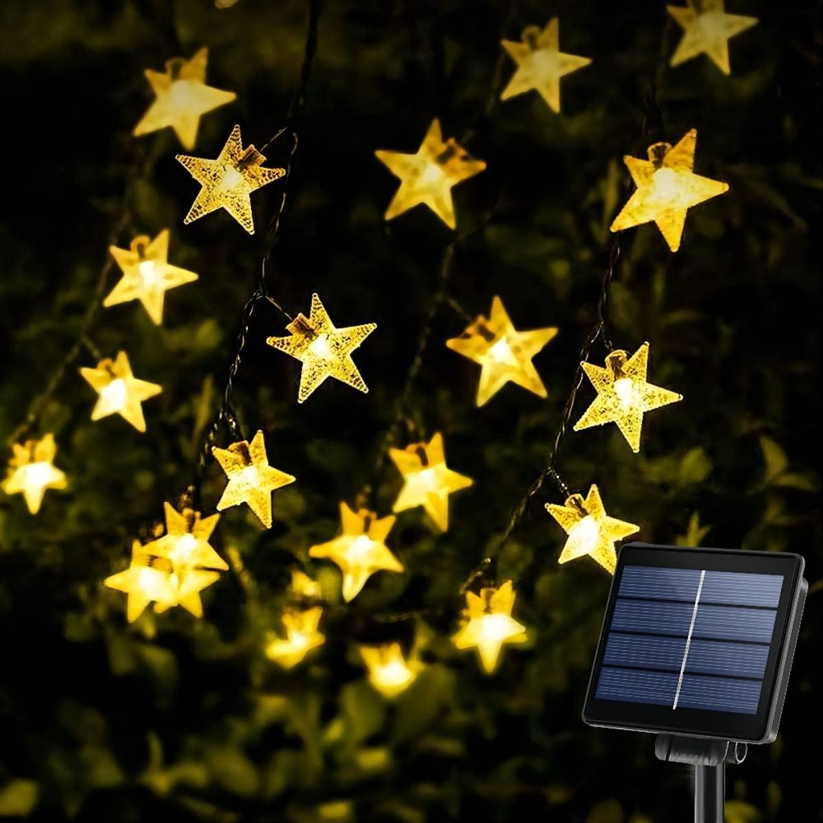 ArabestSolar Star String Lights, 12m100 LED Solar String Lights, 8 Modes Solar Powered Twinkle Fairy Lights, Waterproof Solar Outdoor String Lights for Garden,Lawn Patio, Landscape, Party(Warm White)