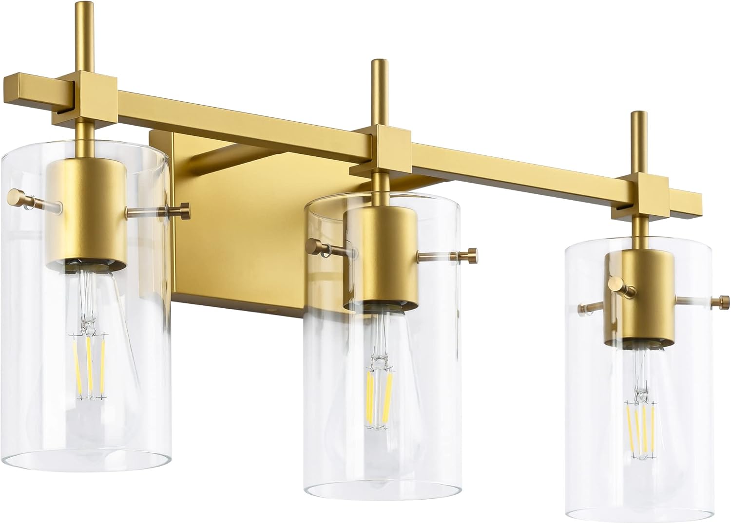 SOLFART Gold 3 Lights Bathroom Light Fixtures for Mirror Vanity Lights Bathroom Vanity Light Wall Sconce