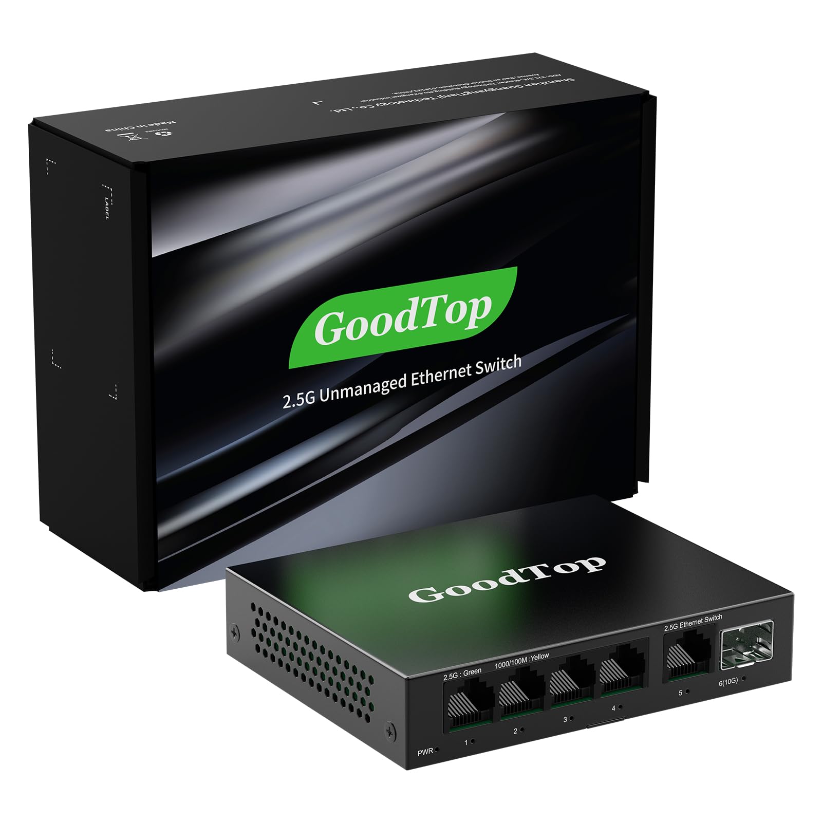 GoodTop 5 Port 2.5Gb Switch, Ethernet Switch Unmanaged 5 x 2.5G Base-T Ports and 1 x 10G SFP+, Multi-Gigabit 10/100/1000Mbps Network Switch, Plug&Play