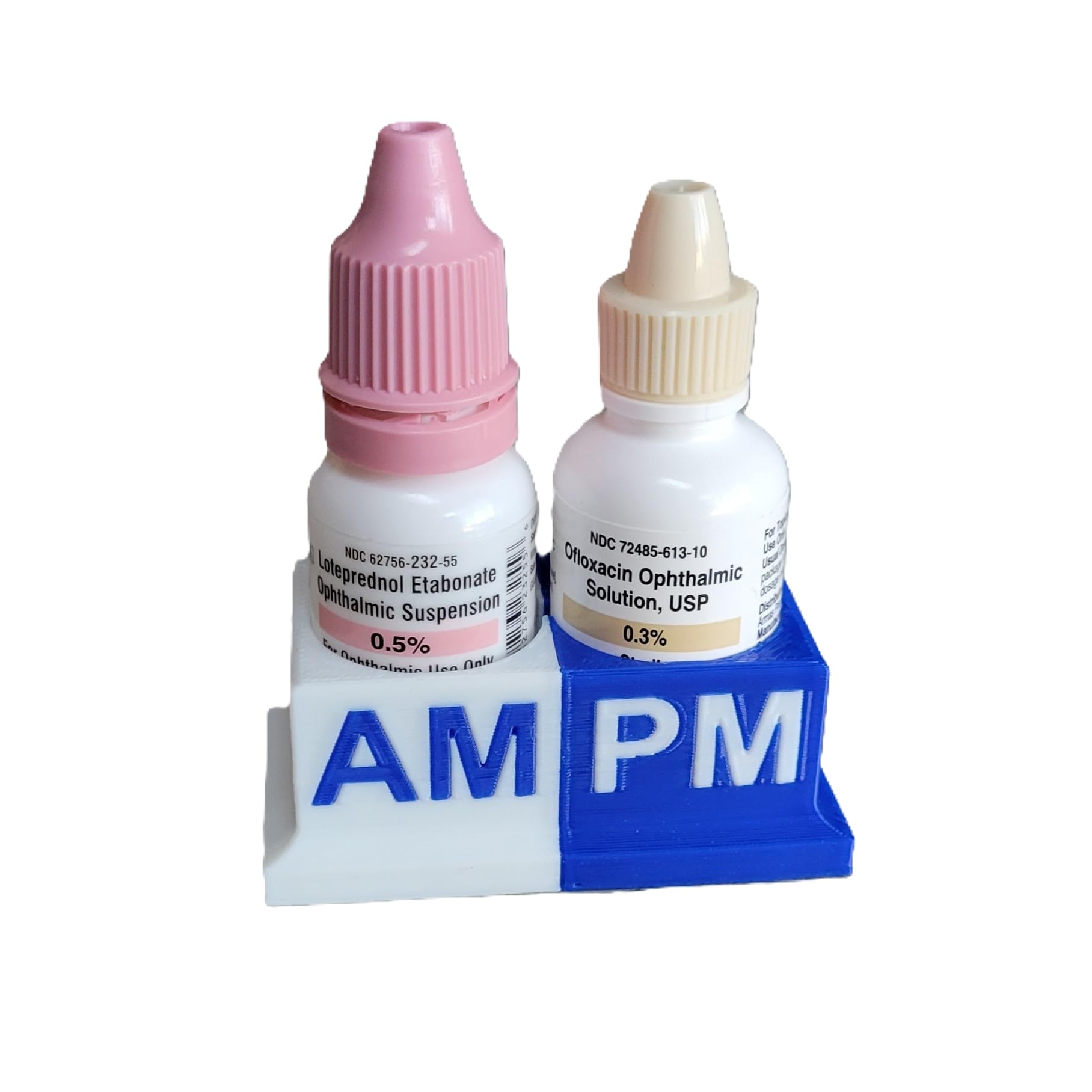 Eye Drops Organizer and Tracker, AM/PM Dual Slot Holder (Blue/White)