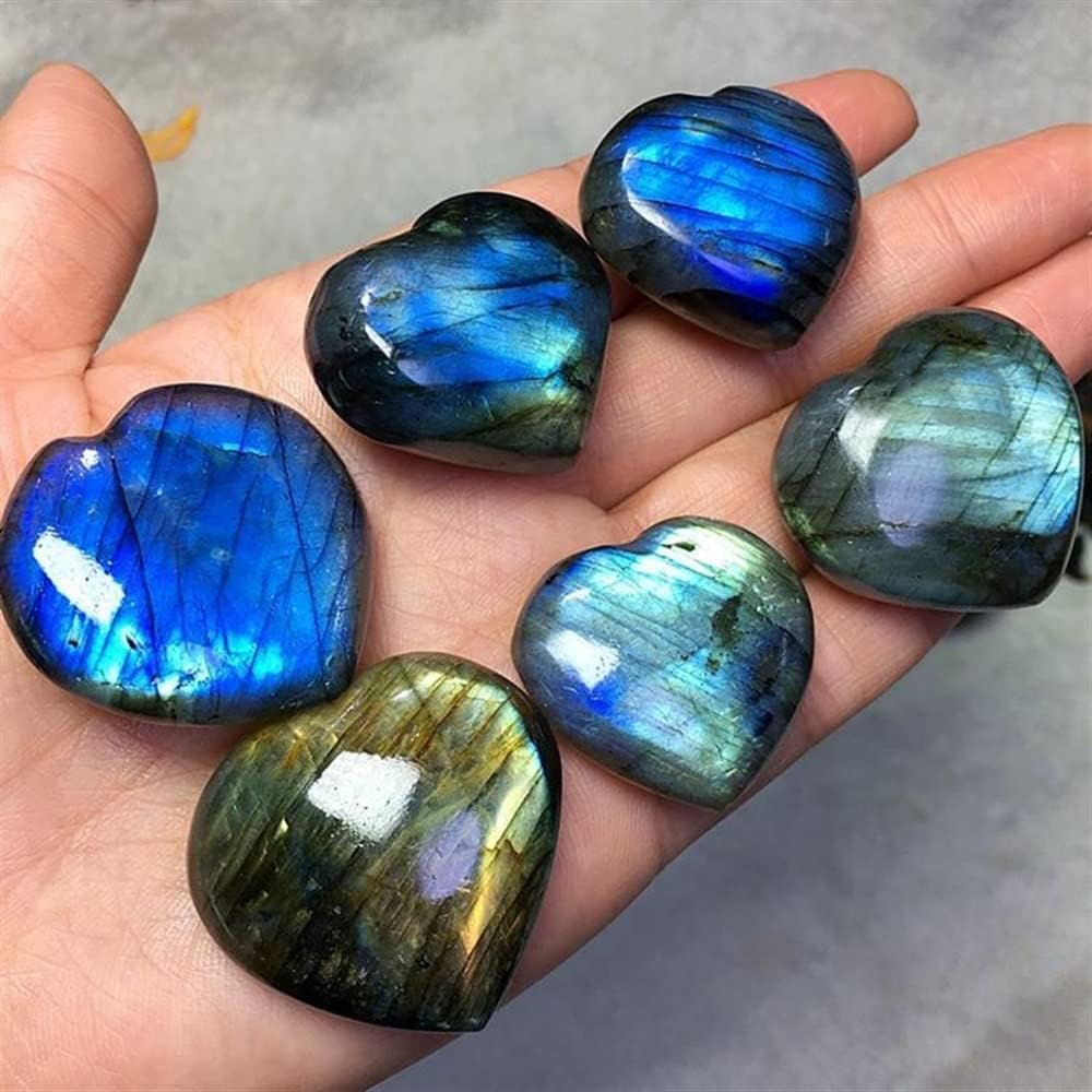 Meditation Home Natural Heart Labradorite Stone Crystal Moonstone Stones Healing Home Decoration Crystals (Color : 1pcs, Size : 10pcs)