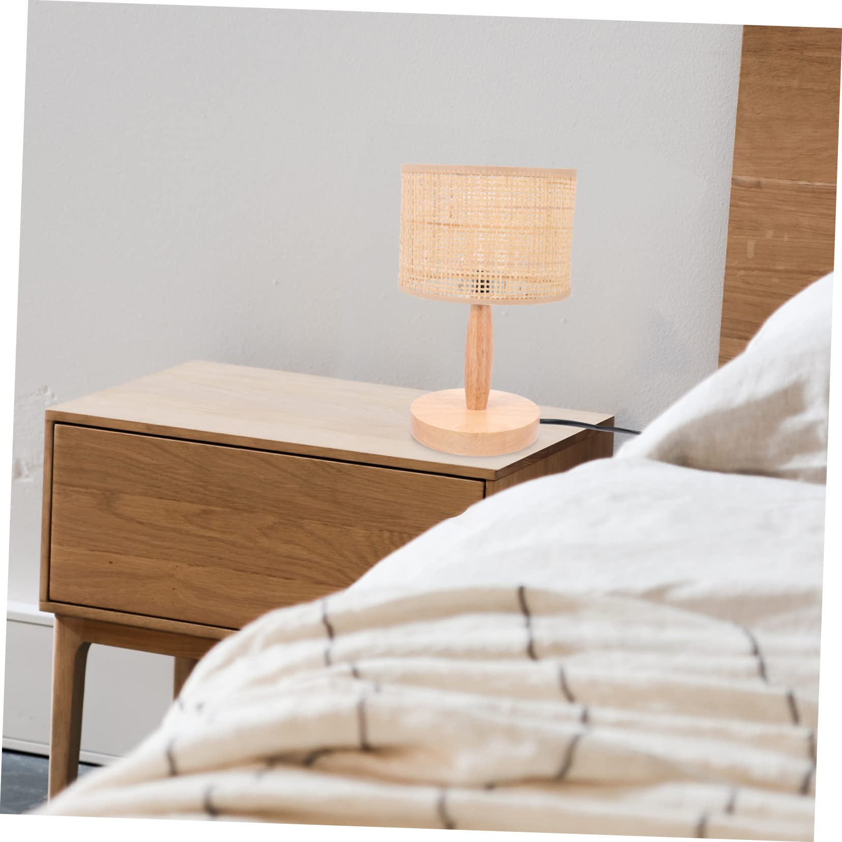 Süße Nachttischlampe mit Rundem Lampenfuß Praktischer und Stabiler Holzsockel für Schlafzimmer und Büro Tischdekoration 2 Stück
