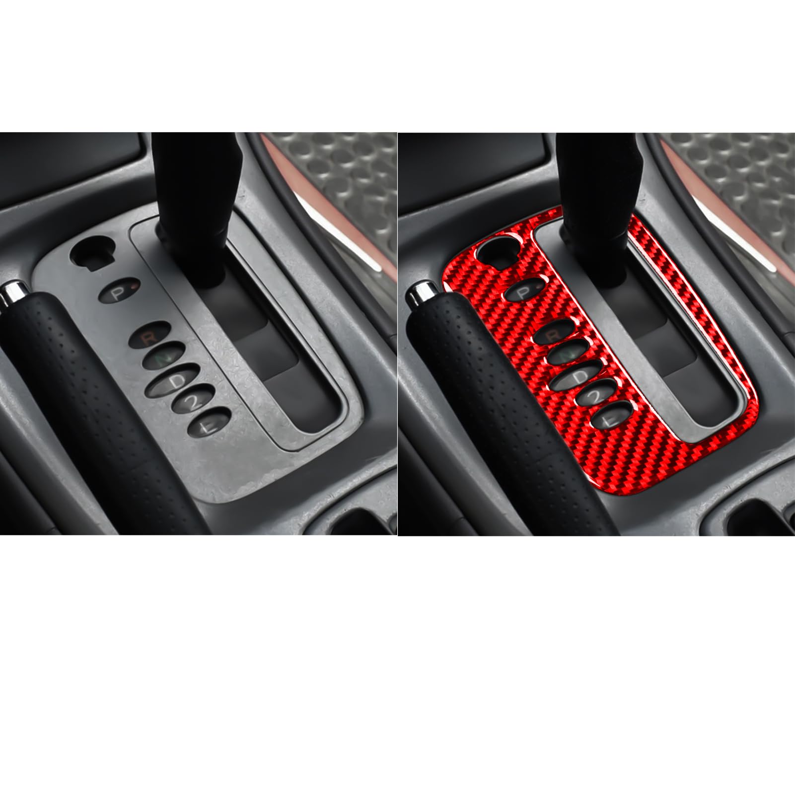 UOADA Carbon Fiber Gear Shift Sticker For Porsche Cayenne S/GTS/Turbo (2003-2010) - Ashtray Red, 3mm Thick - View #12
