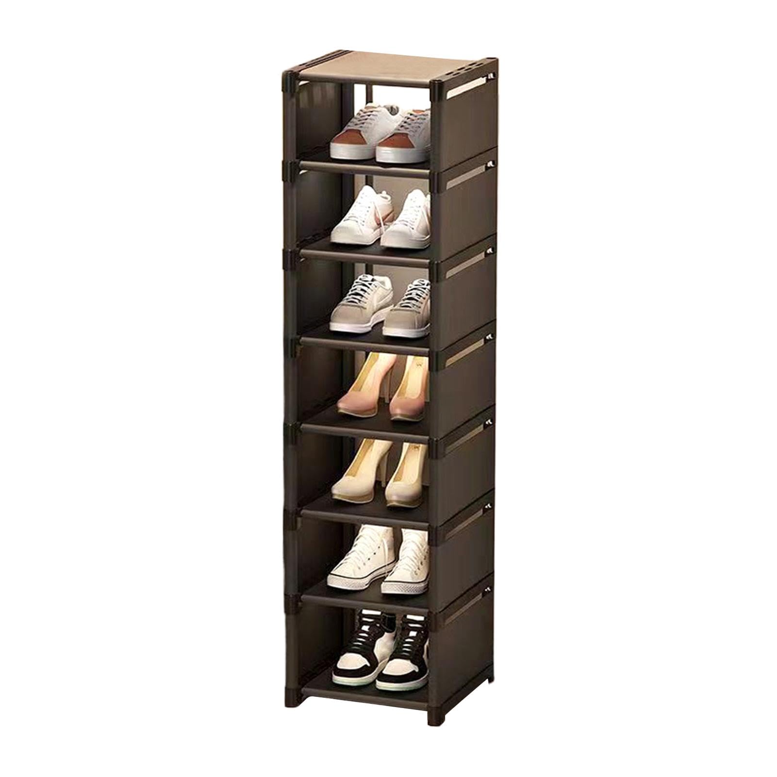 Organiseur de chaussures compact noir : étagère empilable et boîte de rangement multicouche