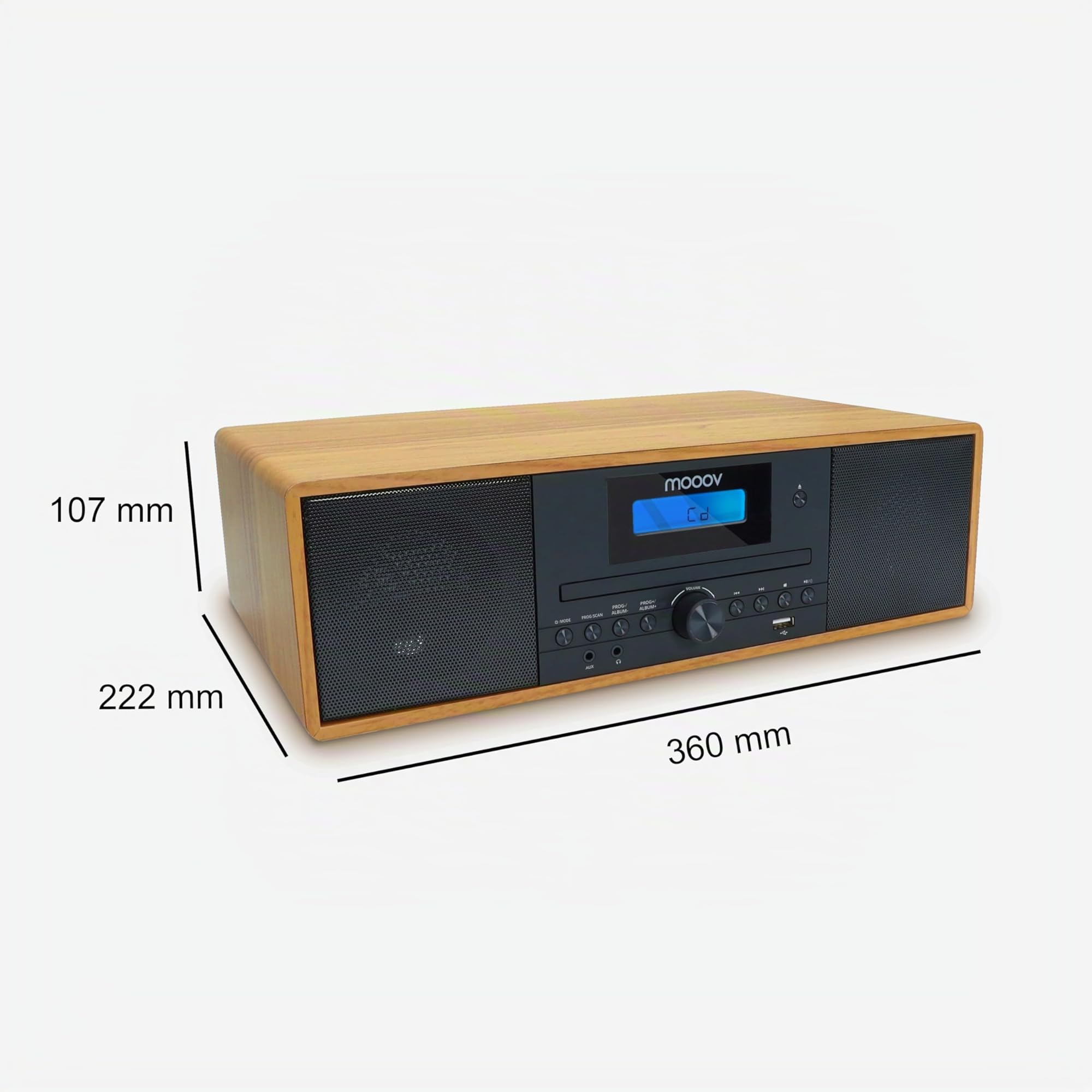 Mooov Microcatena HiFi stereo 50 W lettore CD Bluetooth radio FM USB AUX-IN RCA sveglia telecomando