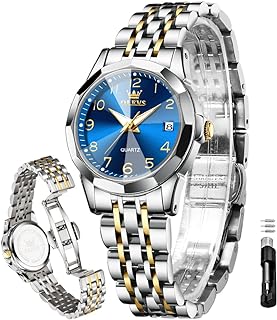 OLEVS Women's Watch Gold/Silver Analog Quartz Small Stainless Steel Business Formal Waterproof Luminous Date Ladies Watch