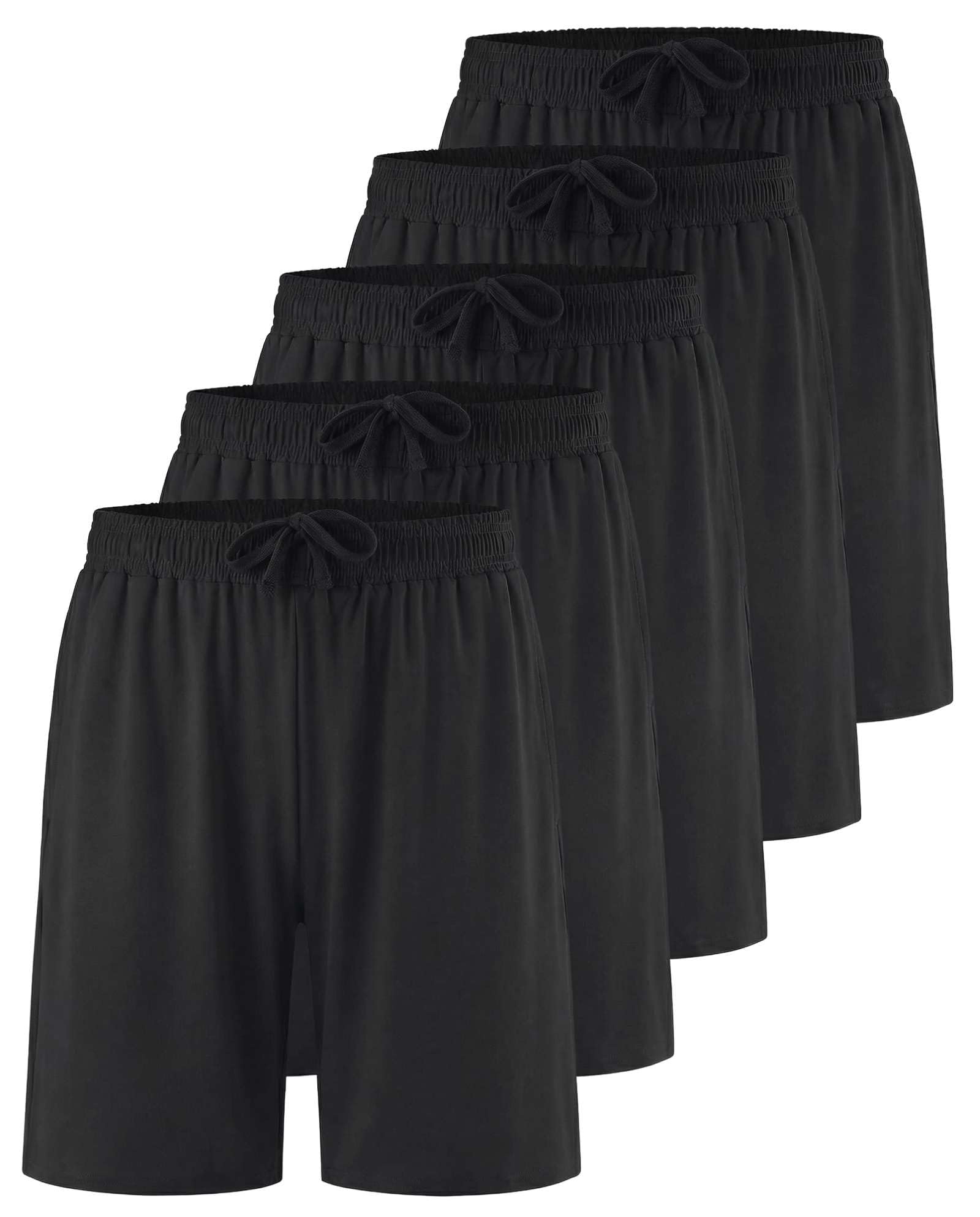Real Essentials 5 Pack Men's Dry-Fit 7 Active Athletic Sweat Resistant Performance Workout Shorts Available in Big Tall