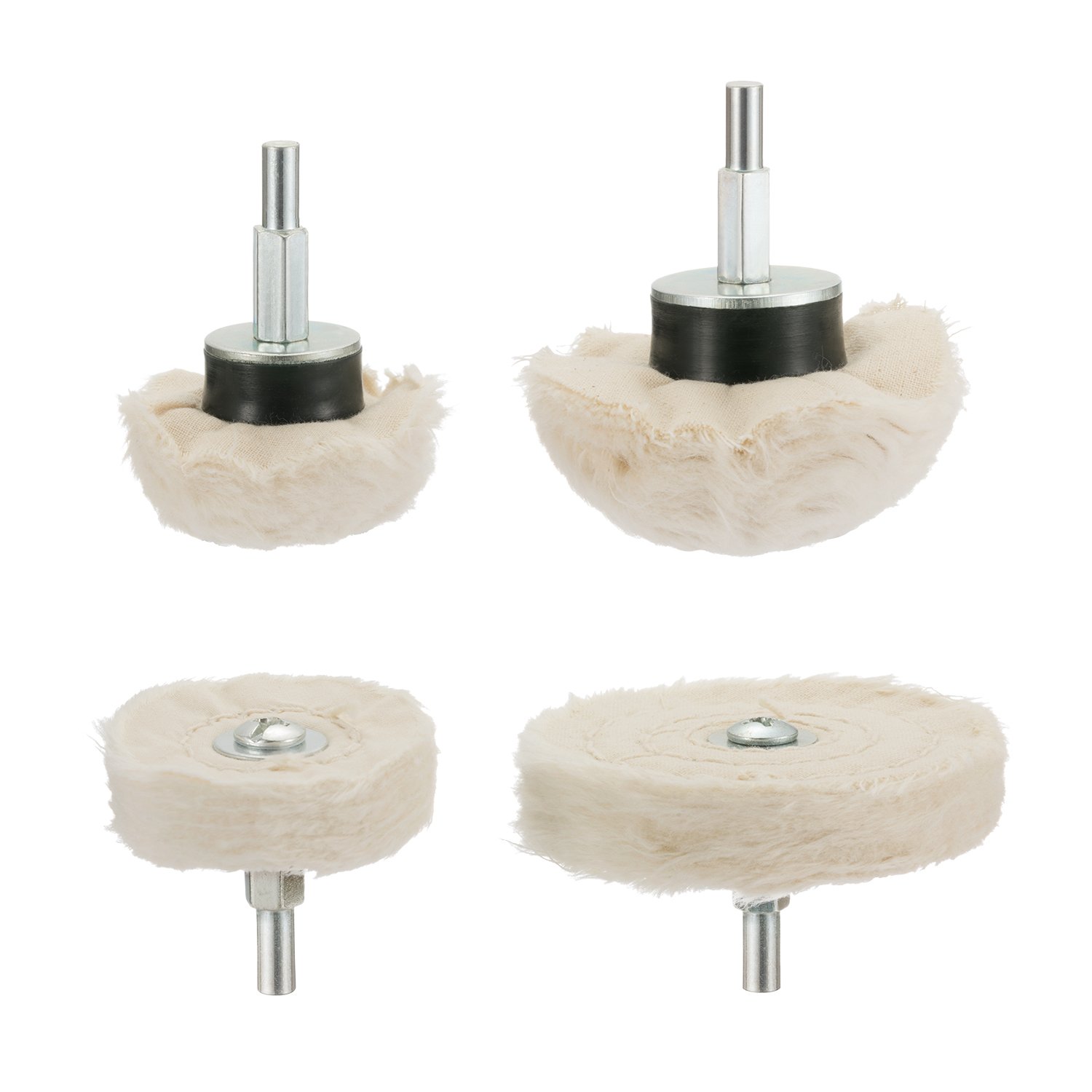 5 Rotelle Di Lucidatura In Cotone | Per Trapano | Forme Diverse | Per Auto, Gioielli, Acciaio | Set Professionale - Foto 3