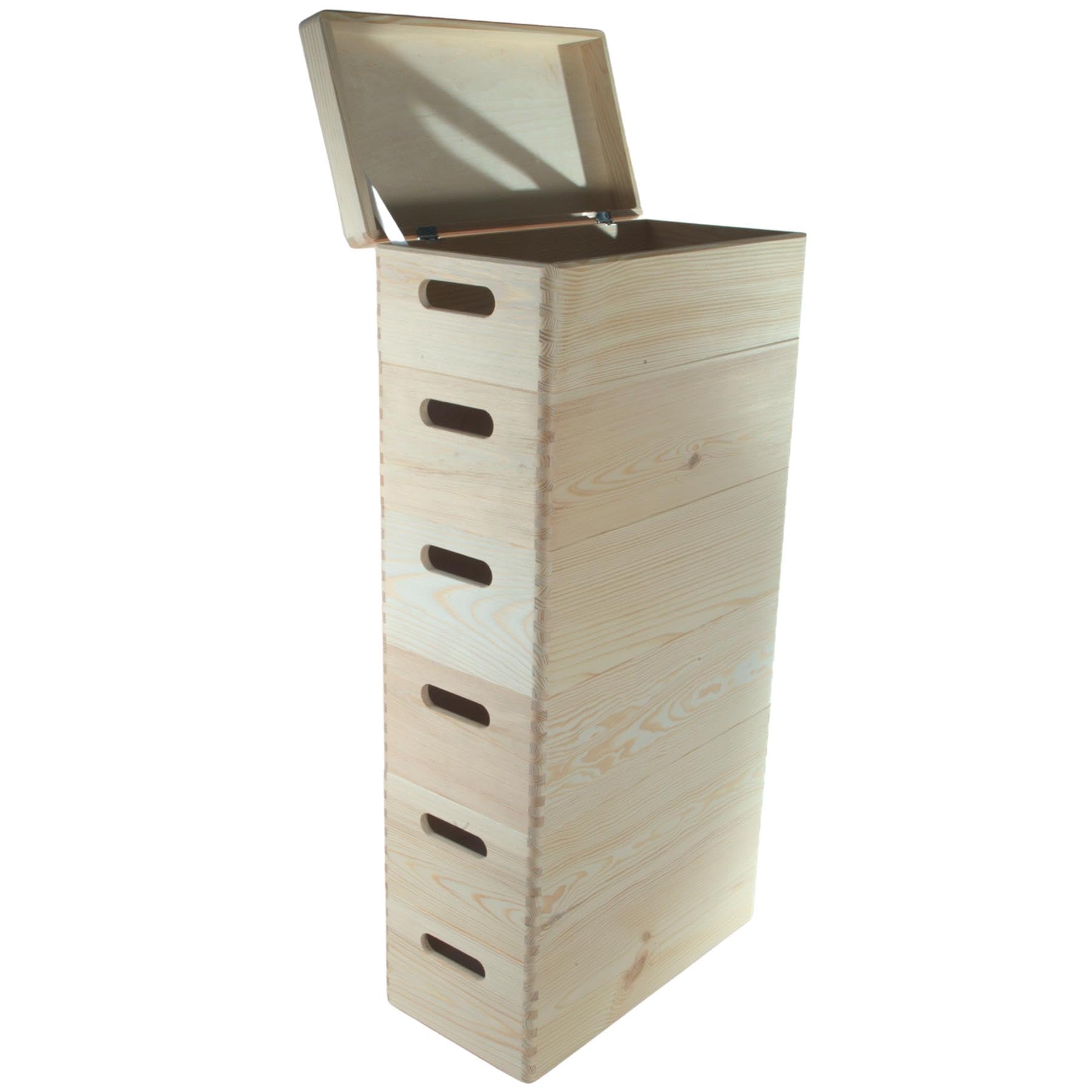 Woodeedoo 6 Tier Tall Wooden Storage Crate Tower With Lid And Handles – Stackable Long Narrow Pine Box Set For Craft Drawers Slim Cupboards Or Shelving Units – 40 X 20 X 79.5 Cm