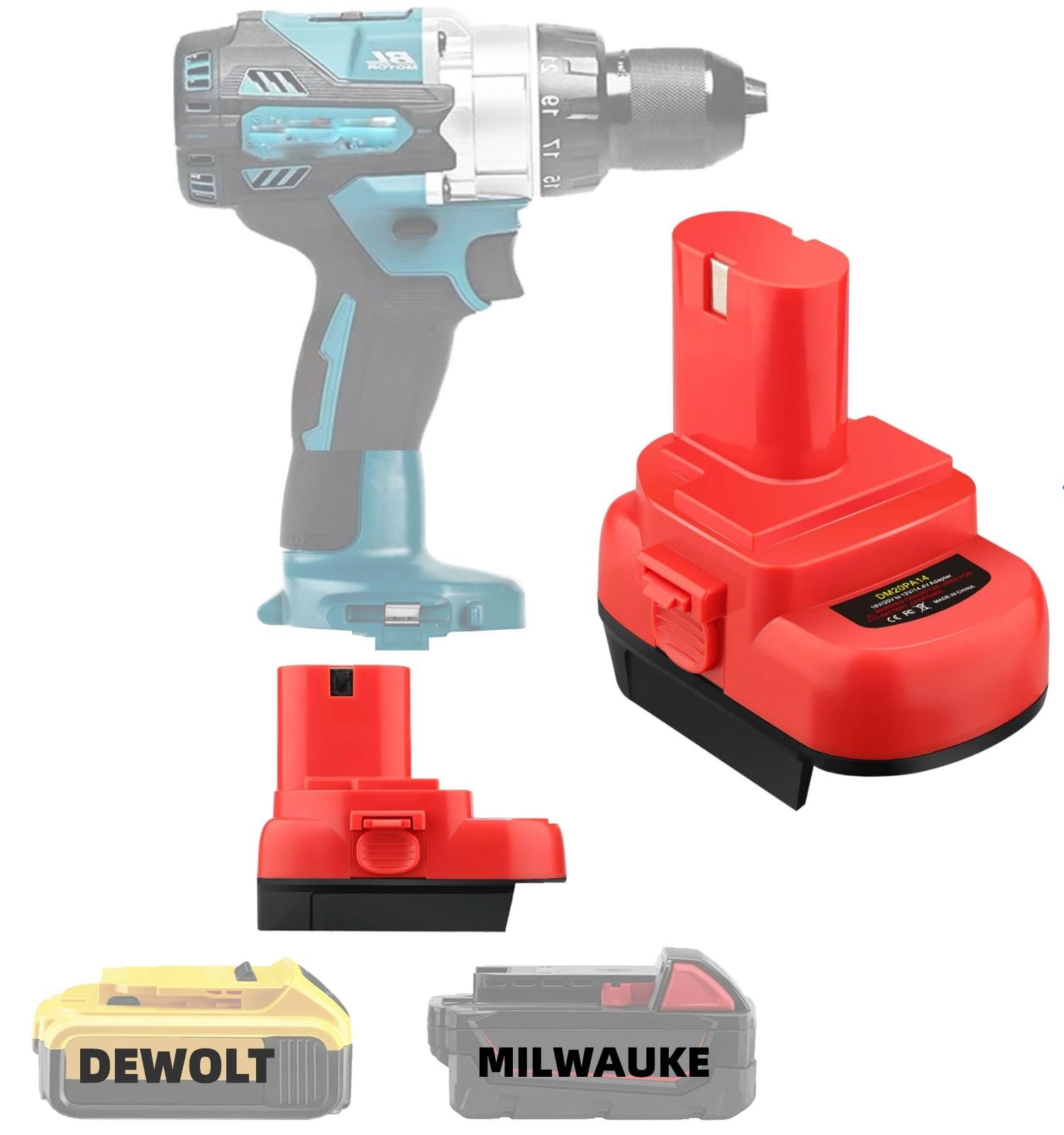 Adapter for Makita 12 V NI-MH battery power tools, for Dewalt 20 V for Milwaukee 18 V M18 lithium-ion battery convert for Makita 12 V NI-MH battery, DIY battery adapter (adapter only)