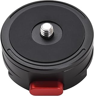 Andoer Round Quick Release Plate Tripod QR Plate Camera Mount Adapter Quick Setup Aluminum Alloy with 1/4 Inch Screw for DSLR Mirrorless Camera Tripod Gimbal Stabilizer