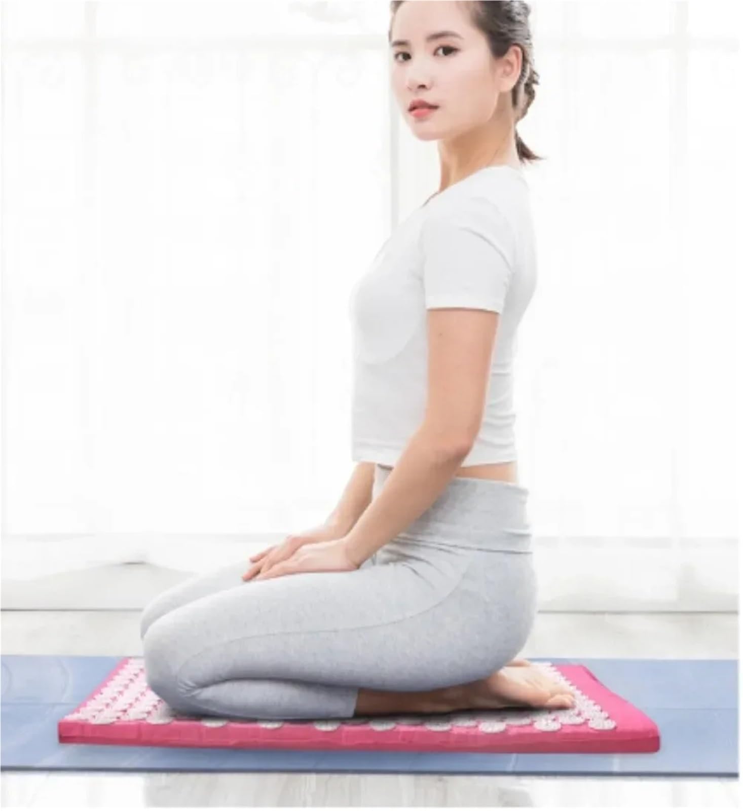 Esterilla Acupresion Estera de esteras yoga for masaje acupresión con funda almohada para la relajación(Blue)