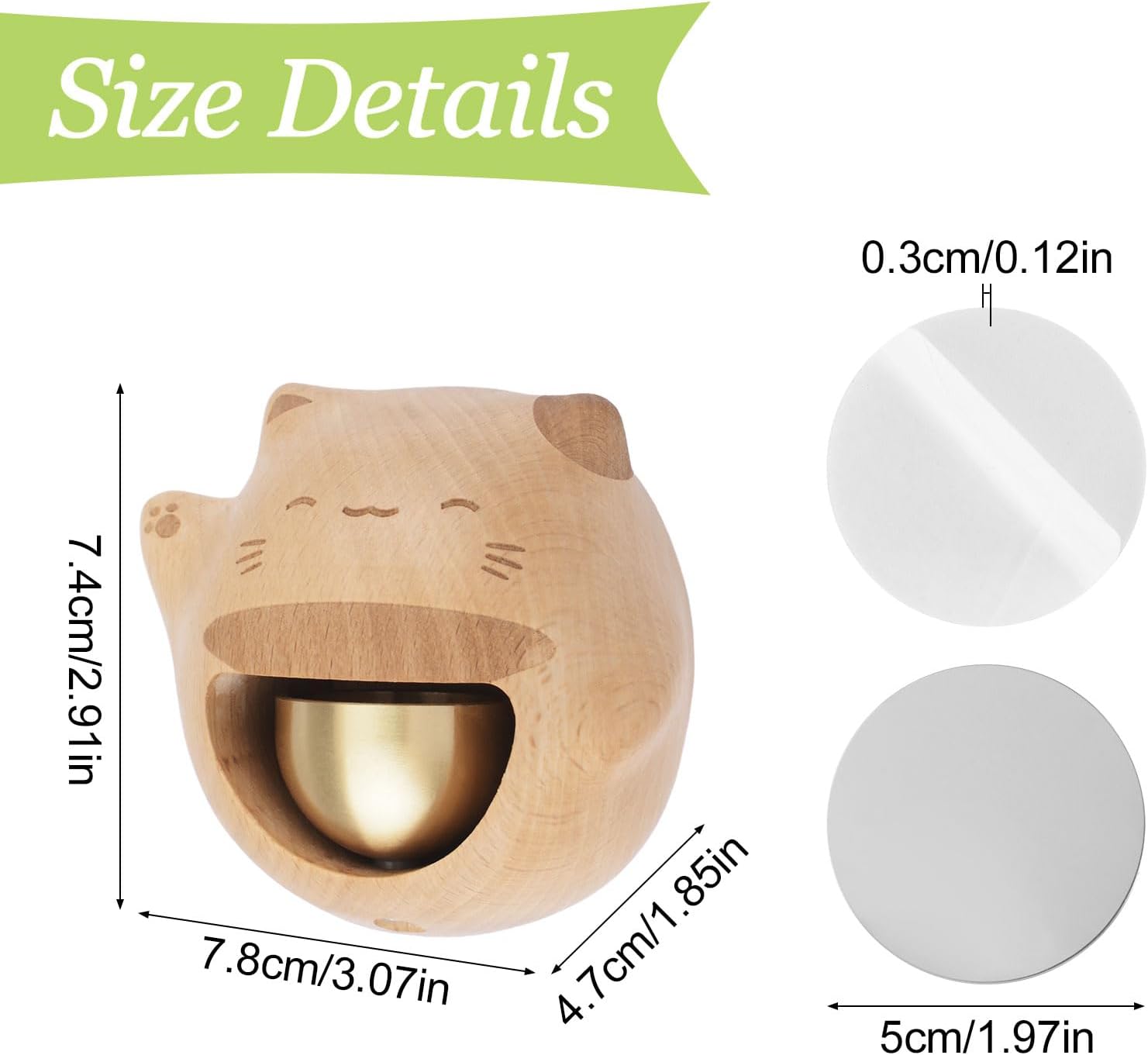 Magnetic Doorbell for Door Opening Shopkeepers Cat Bell for Business When Entering Maple Wood Dopamine Wind Chime Ornament for Door Wall Store Wardrobe Decor