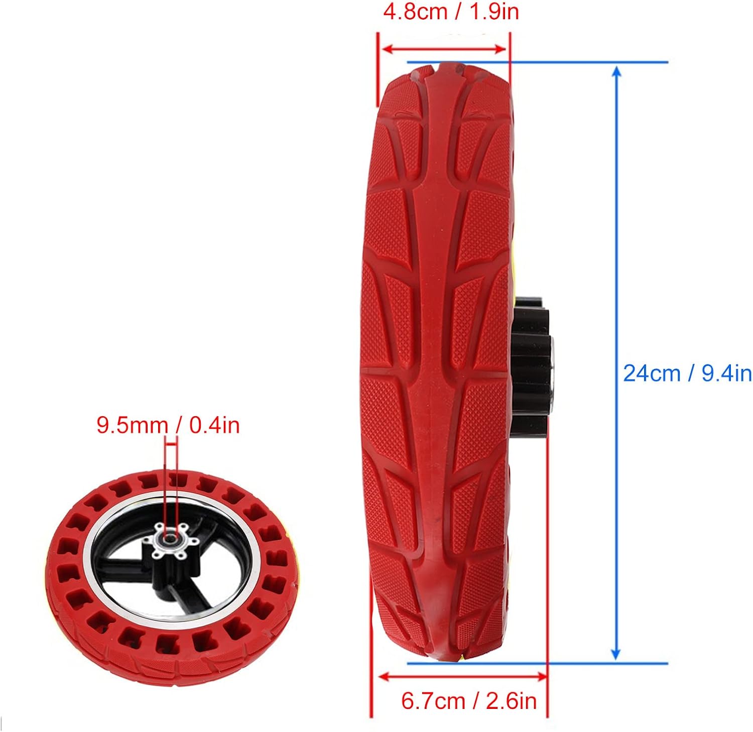 EVTSCAN Electric Scooter Tire Wheel Hub, 10x2.125 Inch Solid Shock Absorbing Anti Explosion Tire, for 8.5 Inch Electric Scooter, Compatible with Kugoo M4 and Xiaomi M365