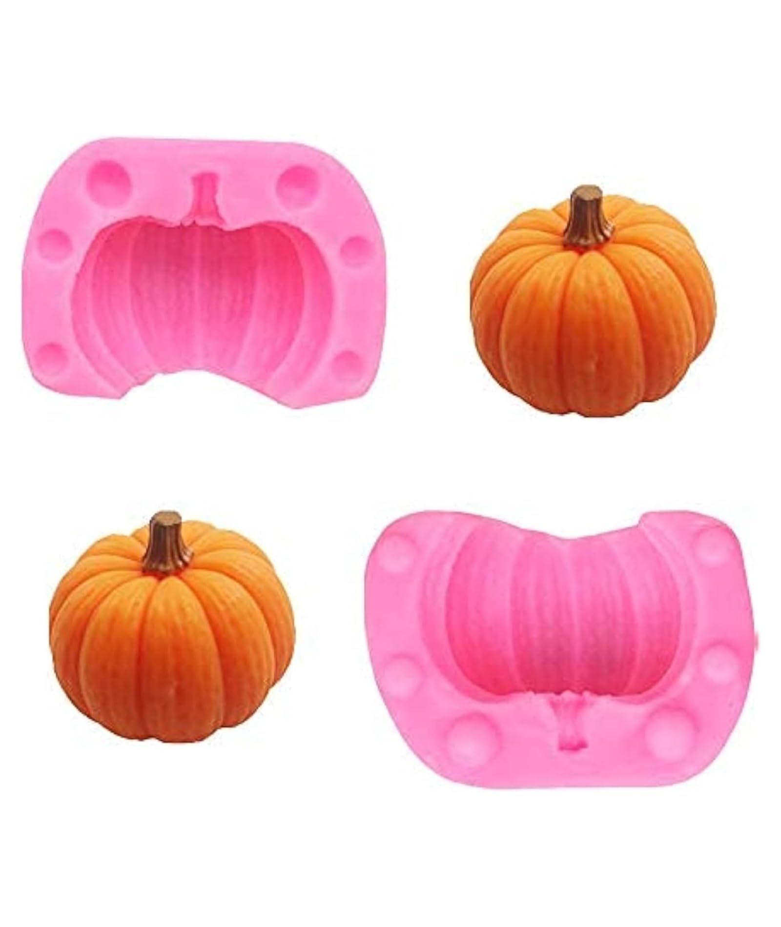 Lot De 3 Moules Silicone Citrouille Halloween - Mini Moules 3D Pour Chocolat, Gâteau, Glace - Antiadhésif, Résistant à La Chaleur - 10