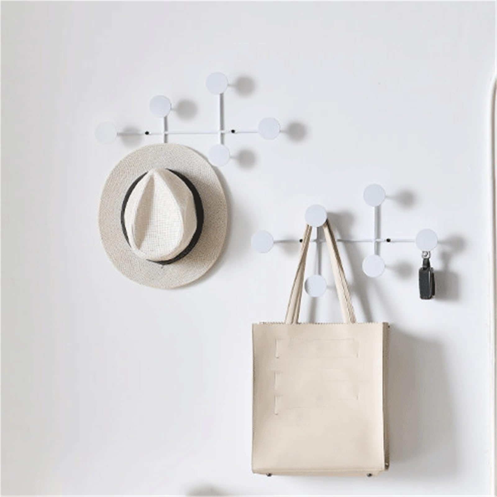 Crochet Mural Parfait for les sacs, porte-manteau mural(Blanc)