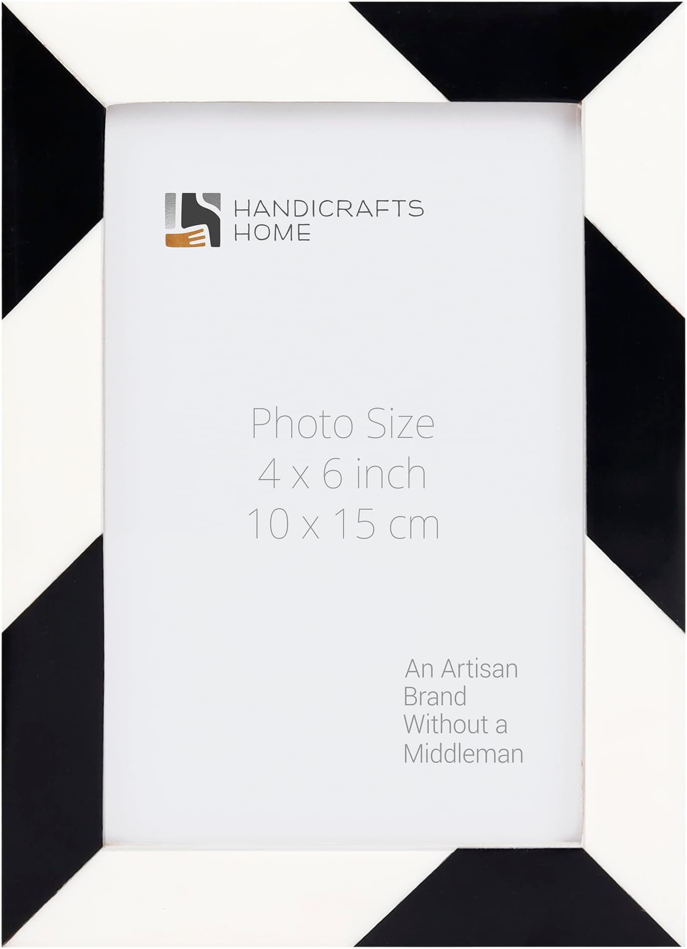 Handicrafts Home White Picture Frame, Handmade Resin Inlay 4x6 Black & White Photo Frame for Office Decor, Decorative Photo Frames for Home Decor, Farmhouse, Shelf, Wall & table top Decor, Desk Decor