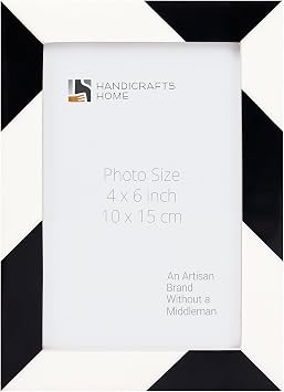 Handicrafts Home White Picture Frame, Handmade Resin Inlay 4x6 Black & White Photo Frame for Office Decor, Decorative Photo Frames for Home Decor, Farmhouse, Shelf, Wall & table top Decor, Desk Decor