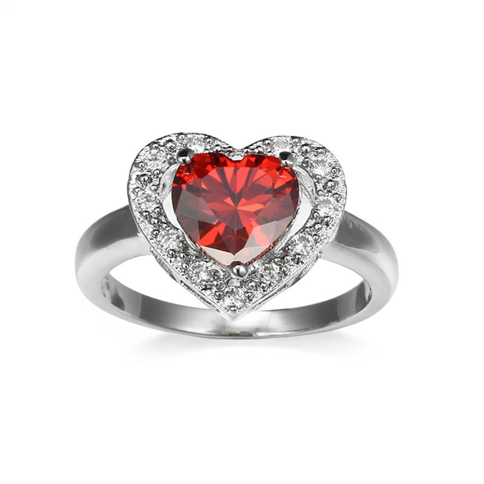 KnSam Anillo solitario de oro blanco de 9 quilates, amatista elegante, lila, anillos de pareja de oro Au375 con moissanita, joyas de oro auténtico, talla 47-69