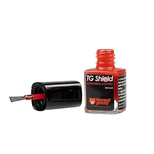 Thermal Grizzly - TG Shield (0.2 fl oz rojo) - Protege los componentes de la pasta térmica líquida y los cortocircuitos - Recubrimiento conformado