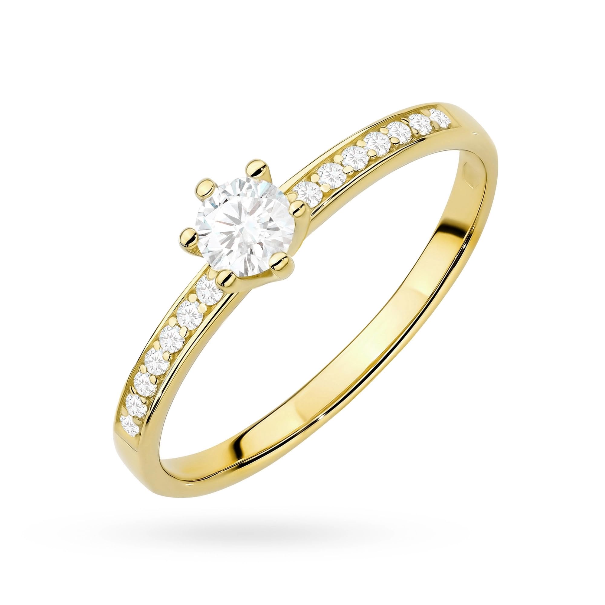MARKO Labor-Diamantring Damen Gold 585 – Verlobungsring mit Haupt- und Seitendiamanten – Echtgold Schmuck
