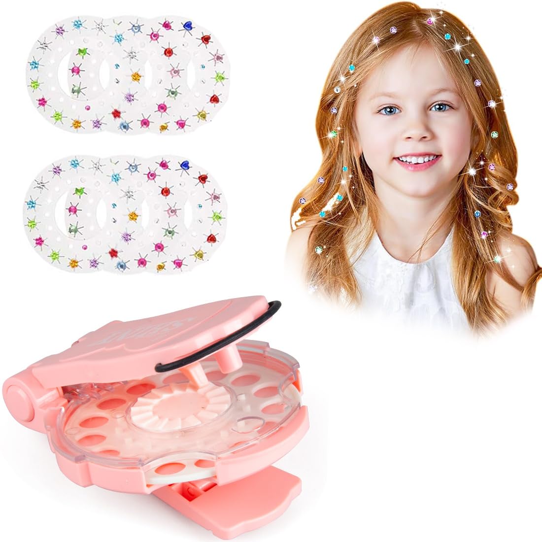 Jouet Fille - Maquillage Enfant -Kit Gemmes Cheveux Jeux Fille -Travaux Créatifs pour Enfants