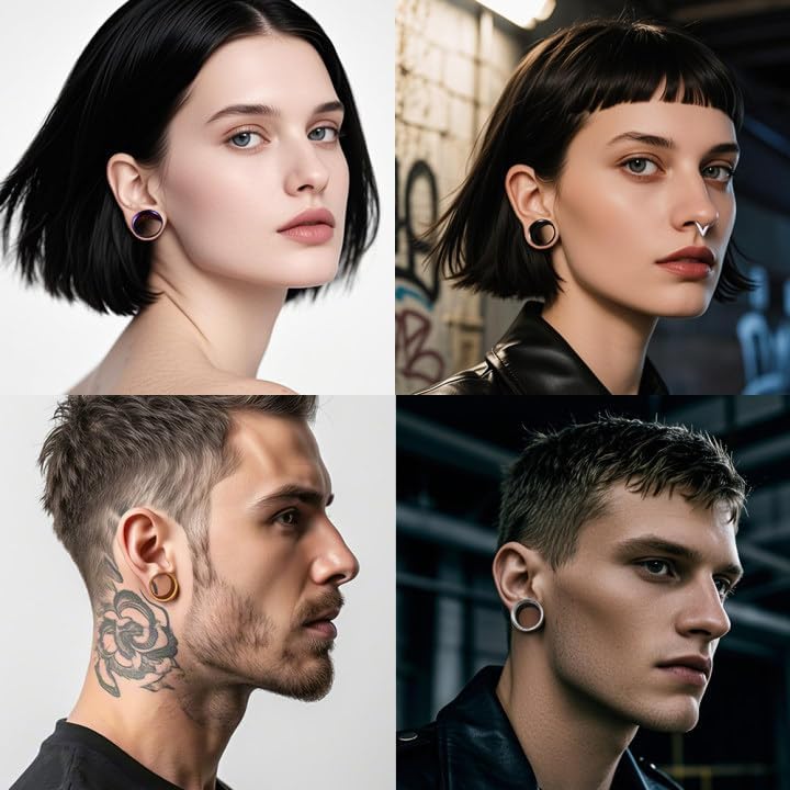 Miniatura 2 de Juego de 12 tapones para los oídos de acero inoxidable 316L, calibre grande, tornillo de estiramiento, ajuste de túneles calibre 0.07 oz - 1 pulgada