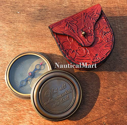 Brújula de Bolsillo Náutica de Latón Grabada Vintage miniatura 6