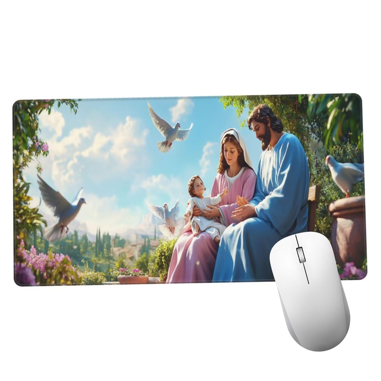 Niebieska podkładka pod mysz XXL krajobraz mata na biurko 1600 x 800 x 3 mm zmywalna podkładka do gier na laptopa, z antypoślizgową gumową podstawą do gier, PC, pracowników biurowych Y1033