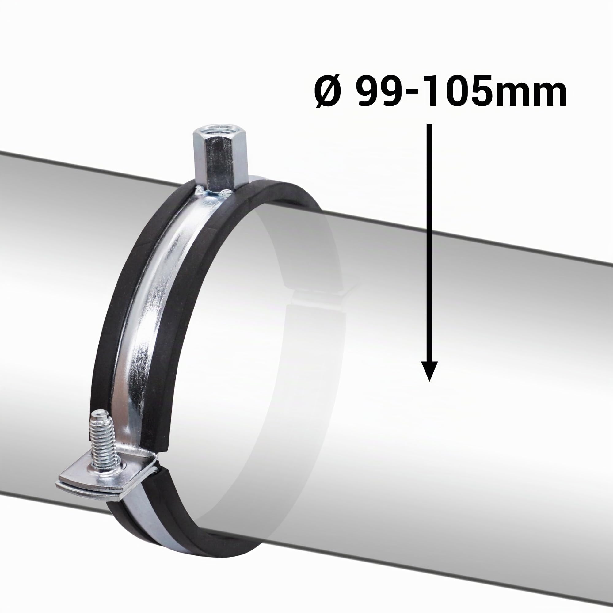 SKIR'CO Lot de 10 supports de tuyau avec garnitures en caoutchouc pour tuyaux de 100 mm, supports de tuyaux pour montage mural et au plafond, colliers de serrage