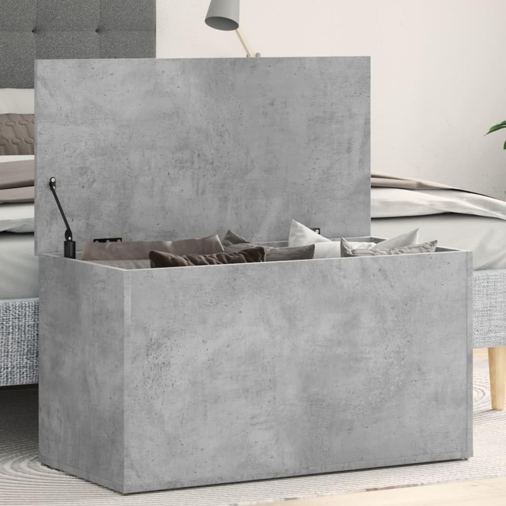 Aufbewahrungstruhe Betongrau 84x42x46 cm Holzwerkstoff | Multifunktional als Couchtisch nutzbar, Stauraum für Kleidung und Spielzeug, pflegeleicht mit feuchtem Tuch