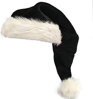 LKQBBSZ Black Christmas Santa Hat, 29.5 Inch Plush Christmas Santa Claus Xmas Long-tail Cap Hat