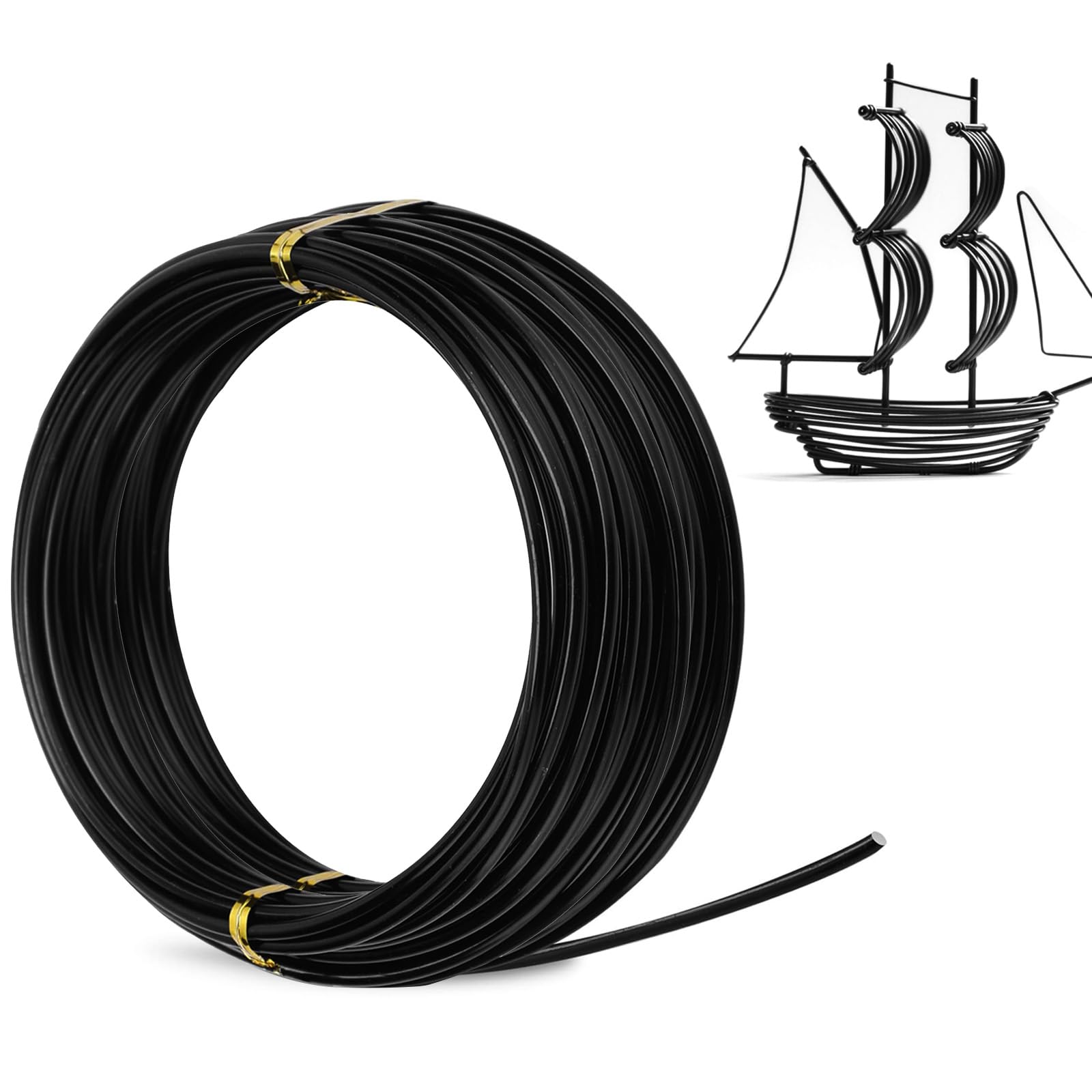 ZDLSDL Craft Wire 3 mm, Black Craft Wire Diameter 3 mm x 10 m, Aluminium Wire 3 mm Aluminium Wire, Wire for Crafts, Ideal for Jewellery Making, Binding Wire and Modelling Wire (3.0 mm 10 m Black) — image 1
