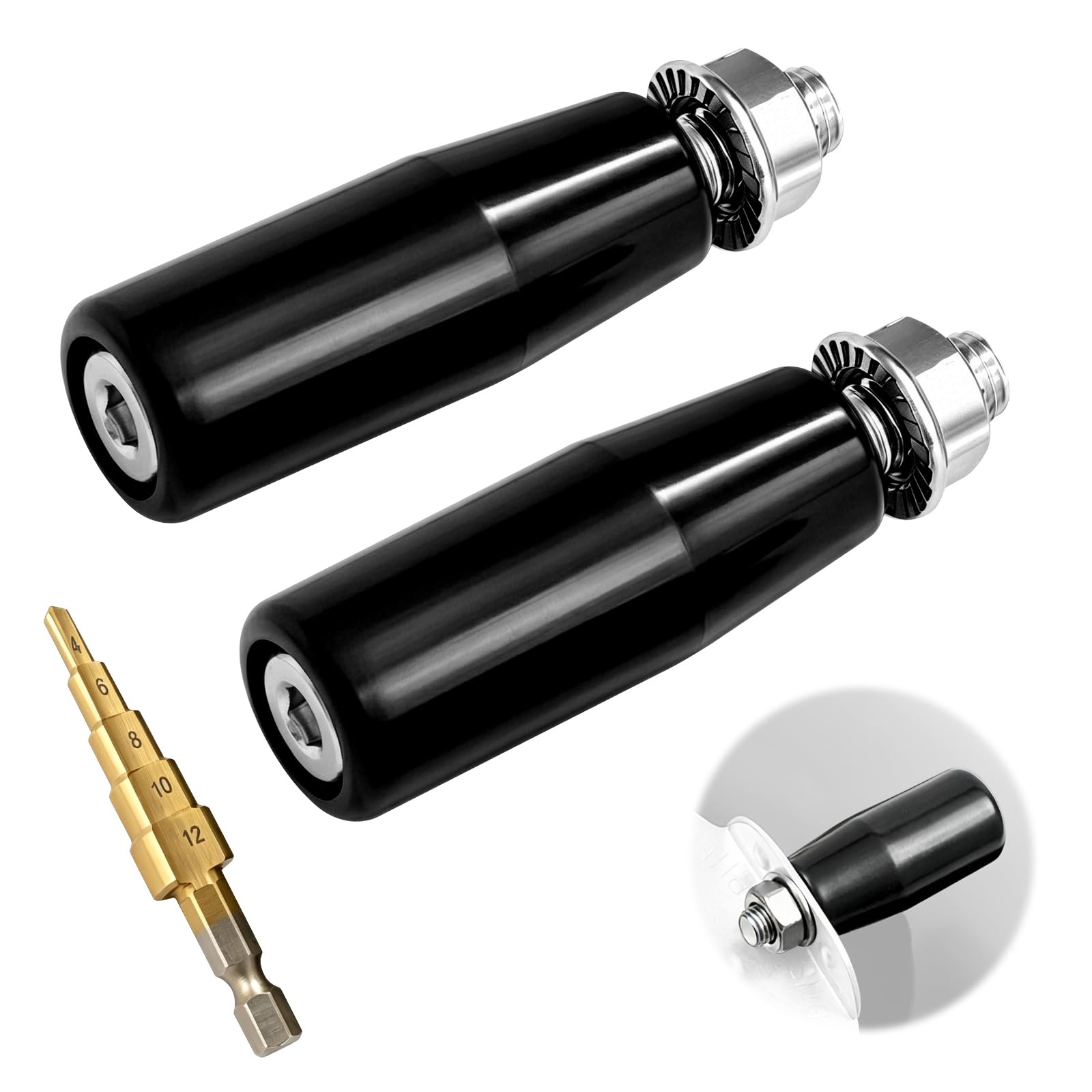 2-Pack Cool Touch Damper Handle For Weber Smokey Mountain WSM Kettle Grill,Knob BBQ Smoker Damper Thumb Handle With M8 Male Threaded Stem,Including Step Drill Bit For DIY Installation Convenience(2)