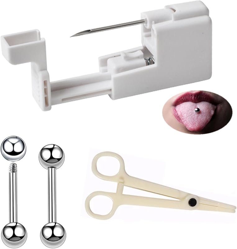 Kit Orglace com pistola para piercing corporal, pinça e joias, 6 peças